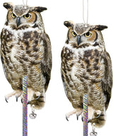 2PCS Fake Owl Plastic Owl to Scare Pigeon for Outdoor Garden Hanging Flat Garden Owls with Reflective Tape to Keep Pigeon Away from Balcony Window Outside Patio Yard Backyard Front Porch