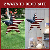 Metal Barn Star Yard Sign Patriotic Garden Stakes Hanging Ornament with Stake Outdoor 4th of July Lawn Decoration Party Supplies USA Flag Decor for Independence Day Memorial Day (A)