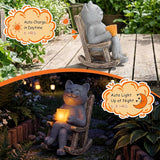 Lyeasw Cat Solar Garden Statues - Outdoor Decor for Patio, Lawn, Yard, Porch- Miniature Cute Cat Outdoor Figurine with LED Lights - Housewarming Birthday for Women, Mom, Cat Lovers