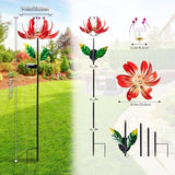 Solar Lights Outdoor Wind Spinners, Metal Lotus Flower Garden Decor with Waterproof LED Crackle Glass Globe for Patio Lawn Yard Outdoor Decor