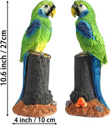 Macaw Parrot Garden Statue, 10.6" Hand-Painted Tropical Bird Figurine, Decorative Art Deco Accent for Patio and Home, Lifelike Design (Green)