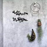 CREATCABIN 2Pcs Bird Metal Wall Decor Birds on Branch Vine Olive Wall Art Rustic Black Wall Hanging Sculpture Home Decor Sign Ornament for Home Balcony Garden Living Room Indoor Outdoor 11.8x3.9Inch