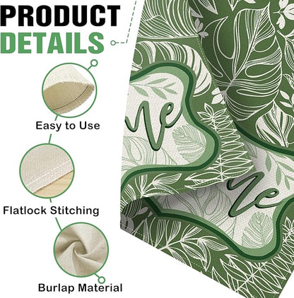 Dyrenson Welcome Green Leaves Decorative Garden Flag, Tropical Plant Monstera Botanical Yard Outside Home Decoration, Spring Summer Floral Burlap Outdoor Small Decor Double Sided 12 x 18