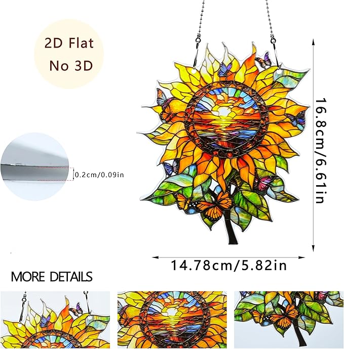 Sunflower Butterfly Ornaments Colorful Window Hanging Decorations Home Wall Decor for Indoor Outdoor