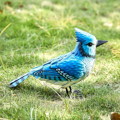 GUTE Blue Jay Metal Bird, Garden Yard Sculpture Art - Large Realistic Standing Blue Bird - Outdoor Fall, Winter, Spring, Summer Decoration - Handmade Bluejay Decor - Perfect and Sympathy Gifts