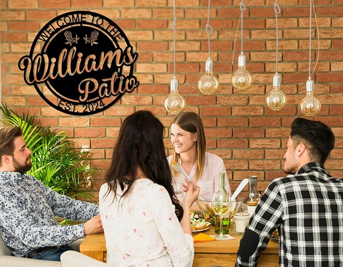 Personalized Patio Sign, Back Porch Signs, Monogram Wall Decor, Large Metal Backyard Sign, Custom Tropical Sign, Outdoor Patio Sign, Wedding Present