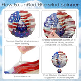 American Eagle Wind Spinner - 3D Stainless Steel Wind Spinners Outdoor Flag Pattern Kinetic Art Spinning Decor 12 Inch 250 Anniversary Hanging Ornaments for Patio Lawn Garden Yard Balcony