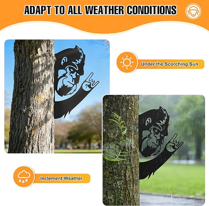 Bigfoot Yard Decor, 11.8 * 7.5” Big Foot Sasquatch Gifts, Bigfoot Metal Victory Sign Gift, Sasquatch Metal Wall Art, Humorous decor for garden, Multiple Styles and Sizes, Easy Aseembly