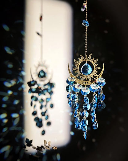 Hanging Celestial Suncatcher for Indoor Window Moon and Sun Crystal Sunlight Catcher Prism