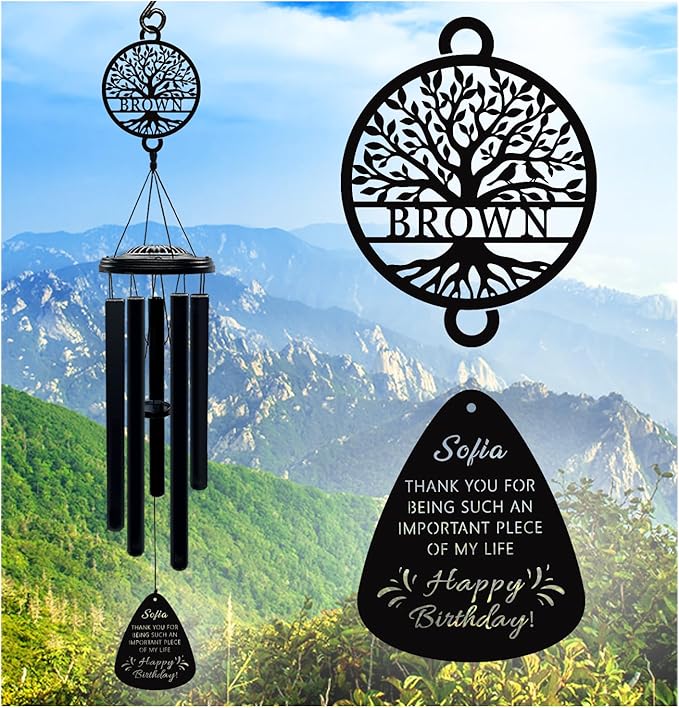 Personalized Wind Chimes for Women Best Friend Birthday Gifts for Women Outdoor Garden Decor Custom Friendship Gift for BFF Soul Sister