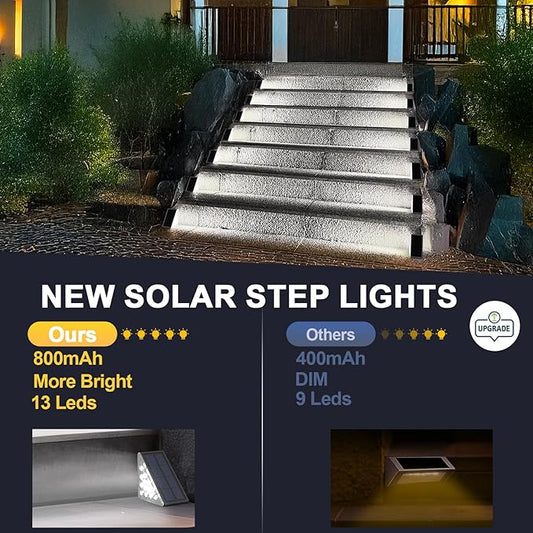 AUDLES LED Solar Step Lights Waterproof Outdoor Stair Lights, Solar Deck Light Outdoor Decor IP67 Solar Lights for Yard, Patio, Garden, Walkways, Front Door, Pathway, Driveway (8)