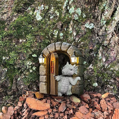 Marsrut Dragon Garden Sculpture, Fairy Outdoor Yard Ornament Decor, Lovely Courtyard Decorative Resin Statue, Open The Door Shape for Window Wall Art Sand Decor Indoor Outdoors Craft