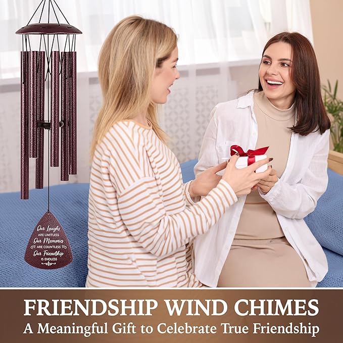 Birthday Gifts for Best Friends Women Men, 33.5" Wind Chimes for Best Friends Forever, BFF Bestie Birthday Gifts for Women Female, Long Distance Friendship Gift for Friend Soul Sister