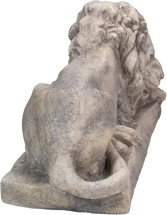22.5" Gray Lying Down Lion Outdoor Garden Statue