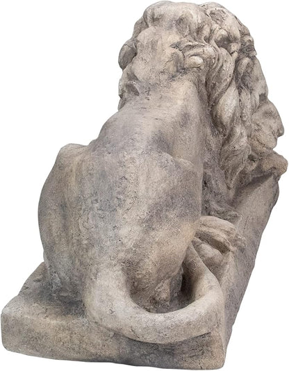 22.5" Gray Lying Down Lion Outdoor Garden Statue