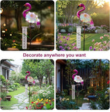 Flamingo Rain Gauge Outdoor - Solar Garden Stake Rain Gauges for Yard with LED Lights & Plastic Measuring Cup for Rain for Lawn, Pathway Decor, Gifts for Wife/Women