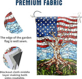 Patriotic American House Flag 28 x 40 Double Sided for Outside Large Stained Glass Tree Life Garden Flags 250 Anniversary USA 4th of July Independence Memorial Day Decora