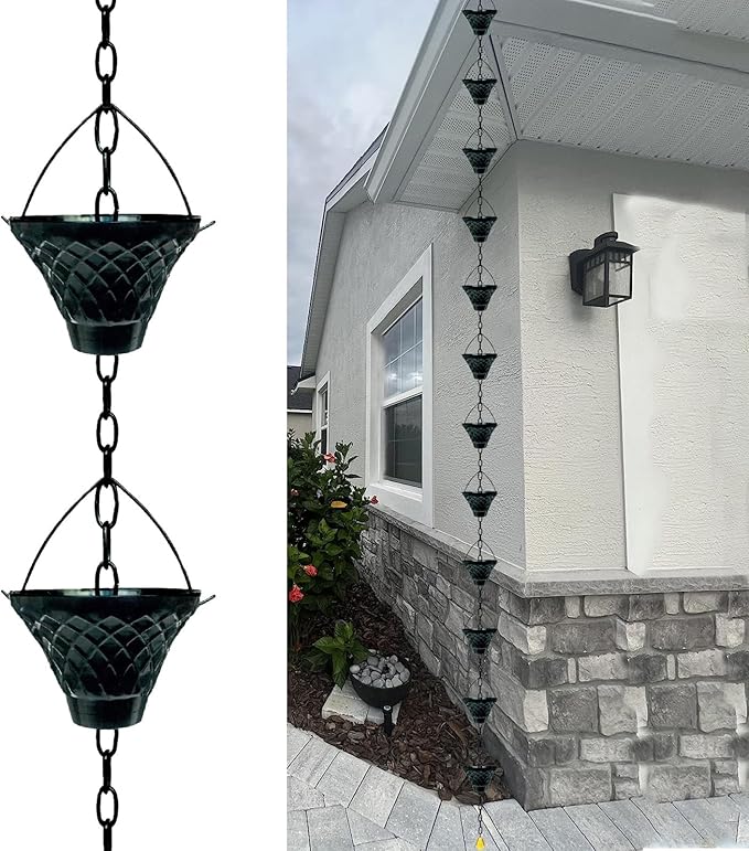 Functional Gardens Decoration Rain Chain Antique Styles Outdoor for Effective Gardens Drainage Decoration