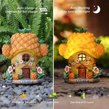 Solar Fairy Garden Houses - Fairy Garden Accessories Pineapple Houses for Outside Porch Backyard Yard Lawn Flower Bed Decor