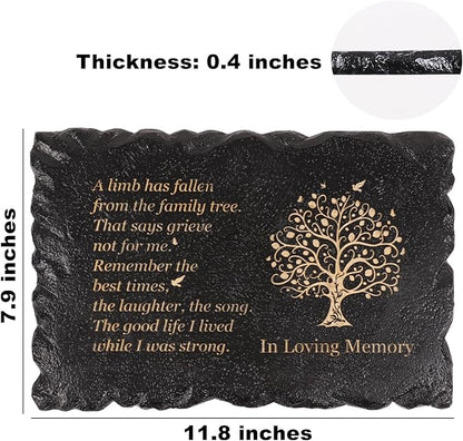 11.8 inches Long Tree of Life Song Polyresin Memorial Garden Stone, Memorial Stones for Loved Ones Outside, Memorial plaques, Sympathy Gifts for Loss of Loved one, Memorial Gifts (Black Tree of Life)