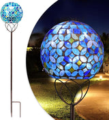 Solar Lights Outdoor Decorative, Solar Gazing Ball Mosaic Garden Stakes Decorative Waterproof Outdoor Lights for Pathway Yard Lawn Decoration (Green)