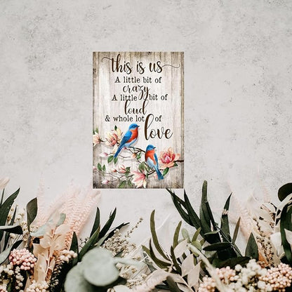 Bluebird Tin Sign Flower Metal Poster Vintage, Whole lot of Love, Wall Art Decor Gifts for Home Bar Kitchen Restaurant Bedroom Garden Plaque 8x12 Inch