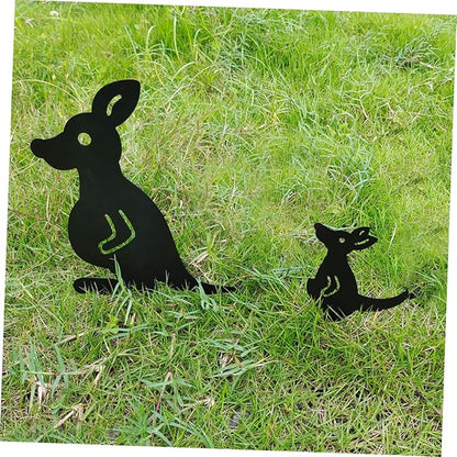 BESPORTBLE Hollow Iron Kangaroo Lawn Statue Outdoor Garden Art Decor for Backyard and Courtyard Weatherproof Animal Figurines for Farmhouse and Rustic Style