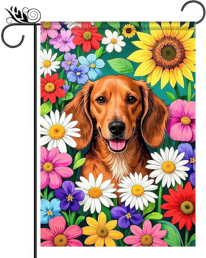 BlissYard Hello Spring Garden Flag 12x18 Inch Double Sided Cute Golden Retriever Seasonal Welcome Small Flags For Outside Outdoor Decor Yard Farmhouse Holiday Spring Summer Decorations Yard Flags