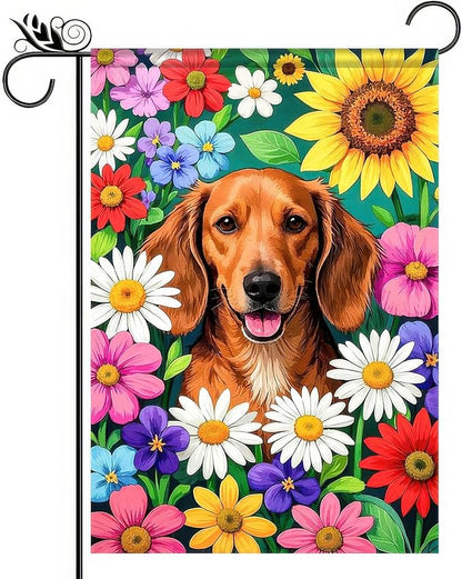 BlissYard Hello Spring Garden Flag 12x18 Inch Double Sided Cute Golden Retriever Seasonal Welcome Small Flags For Outside Outdoor Decor Yard Farmhouse Holiday Spring Summer Decorations Yard Flags