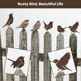5PCS Rusty Metal Birds Decoration,Outdoor Fence Yard Decor,Metal Birds Craft Statue Ornaments for Yard Art,Garden Decor