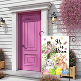 He Is Risen Easter Garden Flag for Outdoor Spring Christian Cross Floral Bunny Egg Yard Banner Religious Resurrection Sunday Decor Double Sided Farmhouse House Welcome Flags 12x18 Inch