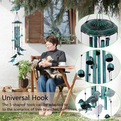 Askhald Bird Wind Chimes for Outside Windchimes Outdoors with 6 Wind Bells Hanging Decor for Patio Garden Porch Backyard Birthday Thanksgiving Christmas for Mom Grandma Nana