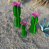 Handmade Blue Myrtle Cactus - Mexican Garden Art, Yard Art, Garden Decor, Indoor/Outdoor Metal Decor, Yard Decoration (Small - 9x11x6)