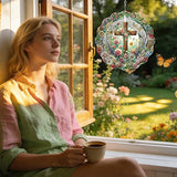 Hanging Wind Spinners Outdoor - Metal Cross Decor 3D Stainless Steel Wind Spinner for Patio Lawn Garden Indoor Balcony Kinetic Spinning Art Sculpture Birthday Gifts for Women Mom Grandma Wife