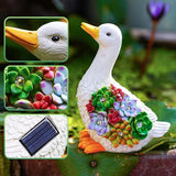 Solar Powered Duck Garden Statue with Succulents & LED Lights – Whimsical Resin Outdoor Decor for Patio, Lawn & Gift