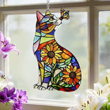Stained Glass Suncatchers for Windows, Hanging Sun Catchers Indoor Window, Cat Suncatcher for Home Decor, Garden, Patio(UV Printed)