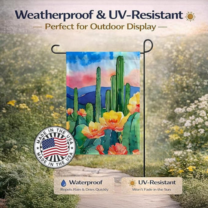 Caroline's Treasures Arizona Saguaro Cactus Blossom in Watercolor Garden Flag Mailbox Flag Decorative Yard Flag Banner Outside Patio Artwork Yard Flower Beds, Garden Size, Multicolor