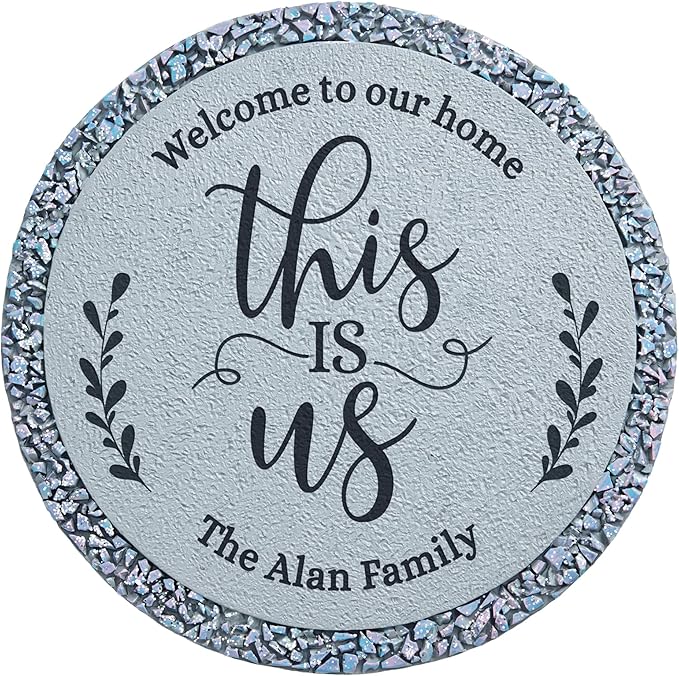 Let's Make Memories Personalized Floral Garden Stones - This is Us Path Stones for Families - Garden Décor - Customize with Message & Names - Large