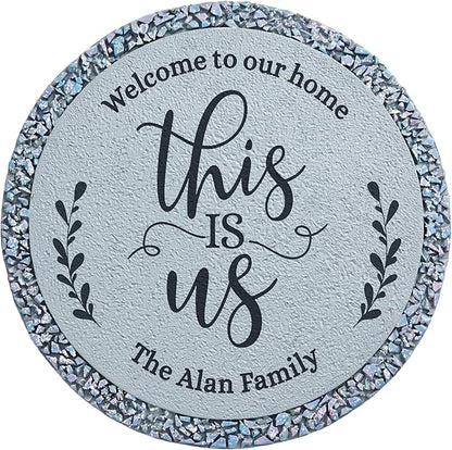 Let's Make Memories Personalized Floral Garden Stones - This is Us Path Stones for Families - Garden Décor - Customize with Message & Names - Large