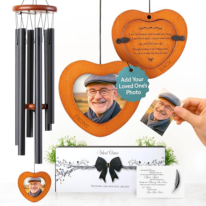 32 Inch Memorial Wind Chimes Outdoor, Personalized Sympathy Gifts for Loss of Loved One, Memorial Gifts for Loss of Mom, Sympathy Wind Chimes for Mother, Father, Brother, Sister