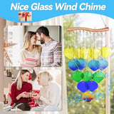 Sea Glass Wind Chime, Shell Shape Glass Windchime for Outside, Indoor Outdoor Decor for Patio Garden Yard, Nice Gifts for Mom & Women, Memorial Sympathy Gift for Home