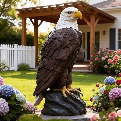 H:24.4 inch Bald Eagle Statue Outdoor, Large Realistic Eagle Sculpture for Garden Decor, Hand-Painted Resin Lawn Eagle Statue, Majestic Yard Art and Patio Decoration