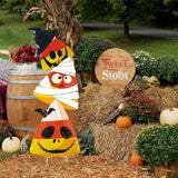 3 Packs Halloween Garden Stakes, Stacked Metal Candy Corn Lawn Decor, Halloween Decorative 3D Yard Signs Stake for Outdoor Front Garden Pathway Decorations