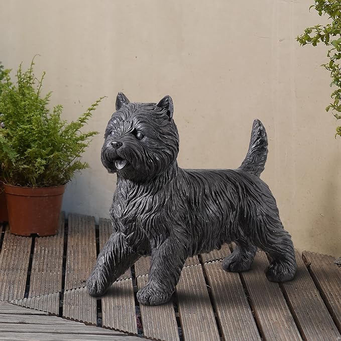 Hi-Line Gift Ltd. Cairn Terrier Statue Black Life Size Home Decor Garden Yard Statue