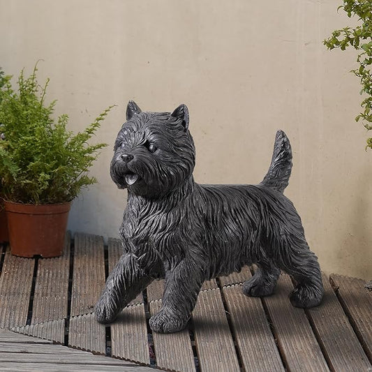 Hi-Line Gift Ltd. Cairn Terrier Statue Black Life Size Home Decor Garden Yard Statue