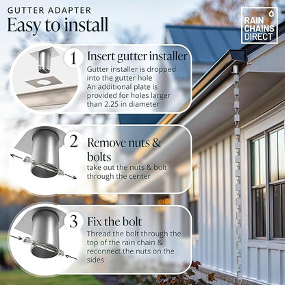 Rain Chains Direct - Rain Chain Gutter Adapter/Installer in Milled Aluminum Finish