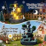 Fairy Garden Accessories Fairies Waterfall Solar Statues, 9" Waterproof Figurines Lights Outdoor House Decorations for Patio Lawn Porch Backyard, Gardening Birthday Gift for Women Kids Grandmom