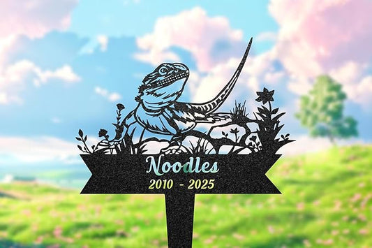 Custom Bearded Dragon Memorial Burial Stake, Personalized Lizard Grave Marker, Outdoor Garden Decor, Bearded Dragon Headstone, Pet Loss Gift