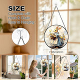 7.88'' Stained Glass Window Hanging, Colorful Egg Rabbit Sun Catchers Glass Panel Bunny Suncatcher Decor with Hook Chain for Mother's Day Birthday for Women, Men, Wife, Aunt, and Mom