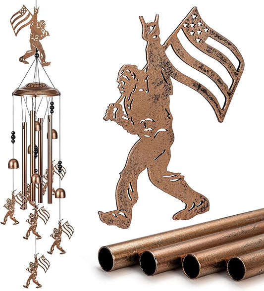 Bigfoot Wind Chimes for Outside Decor, Big Foot Sasquatch Birthday Gifts for Women Mom Sister, 34 Inch Aluminum Windchimes Outdoor for 4th of July Independence Day Decoration